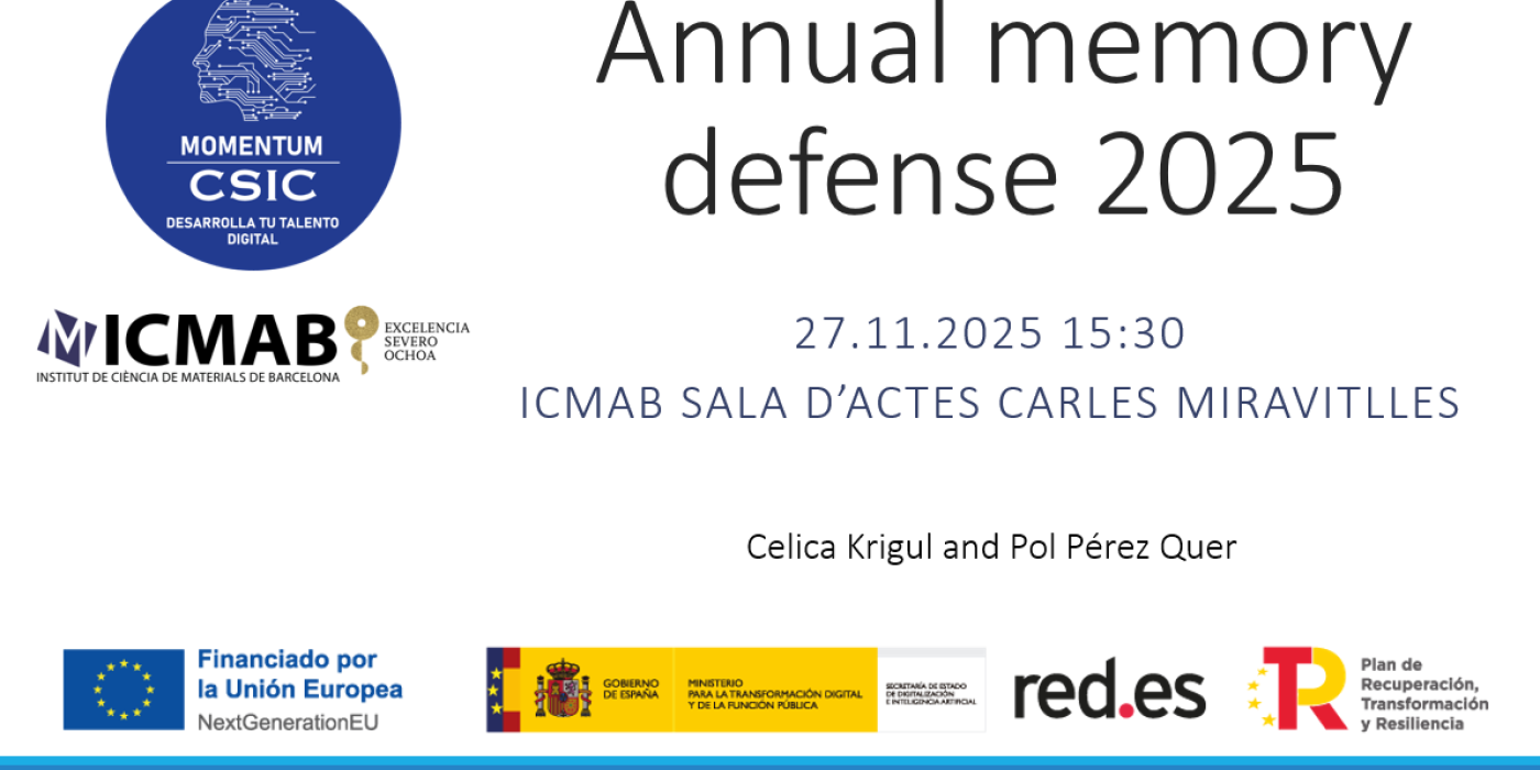 Momentum programme: ICMAB researchers to defend their first-year work