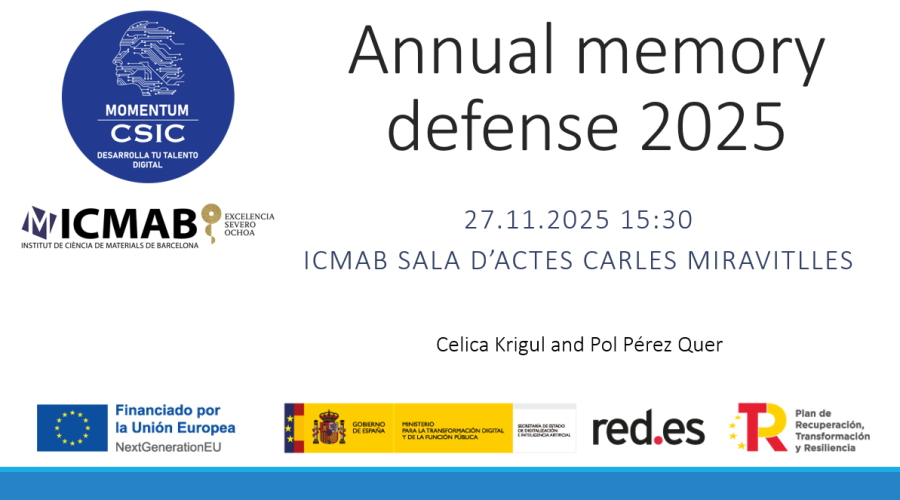 Momentum programme: ICMAB researchers to defend their first-year work